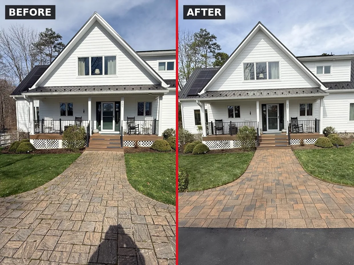 Paver Sealing — Union Hall, VA before and after by Pro-Shine Softwash