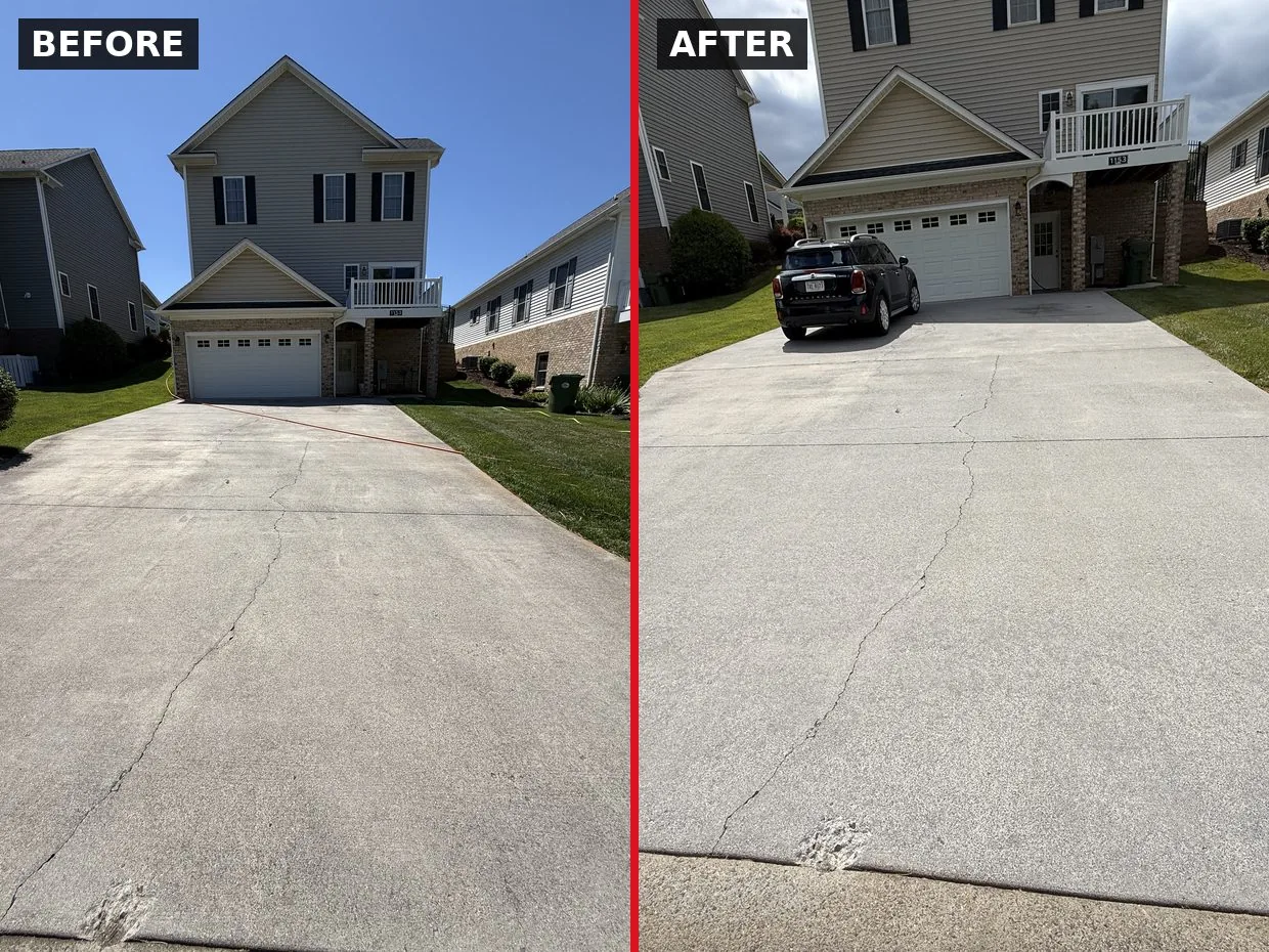 Concrete Driveway Cleaning — Bedford, VA before and after by Pro-Shine Softwash