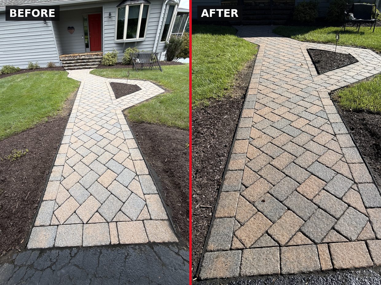 Paver Sealing — Moneta, VA before and after by Pro-Shine Softwash