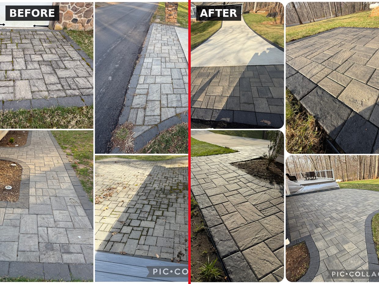 Paver Sealing & Restoration — Huddleston, VA before and after by Pro-Shine Softwash