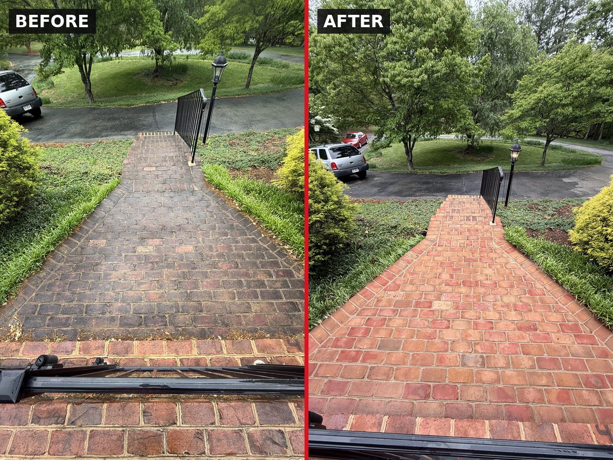 Brick Walkway Cleaning — Moneta, VA before and after by Pro-Shine Softwash