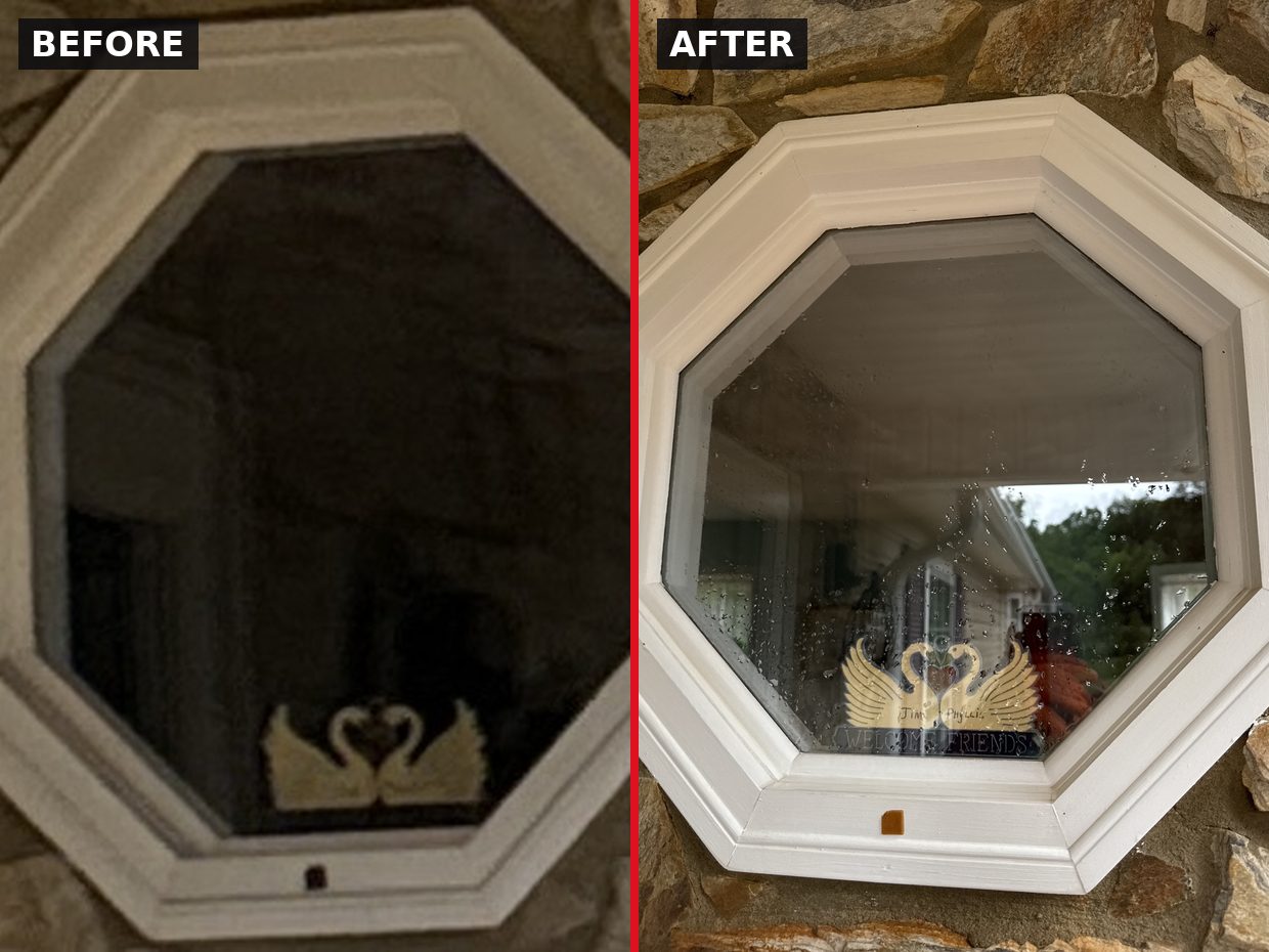 Window Cleaning — Moneta, VA before and after by Pro-Shine Softwash