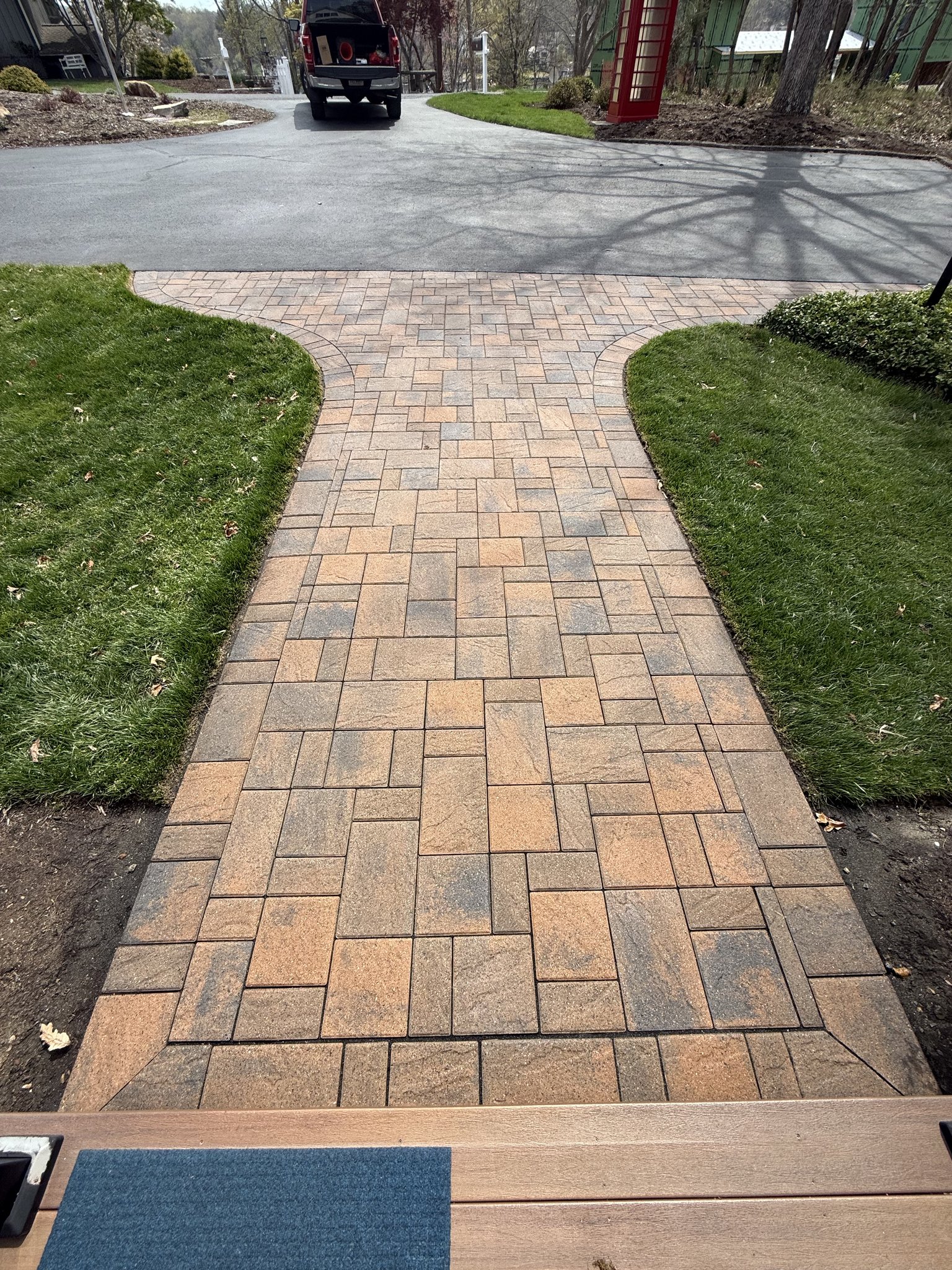 Front paver walkway to the porch with fully restored color