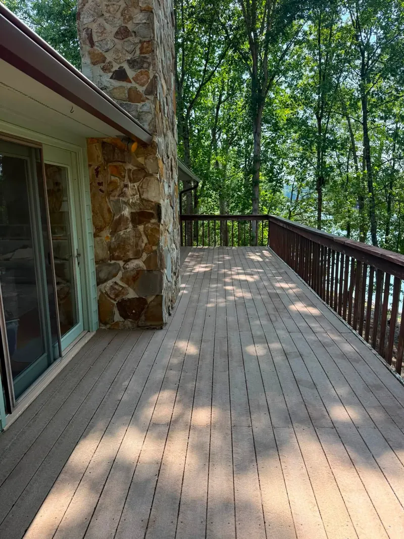 Cleaned upper composite deck at a lakefront home in Smith Mountain Lake, VA